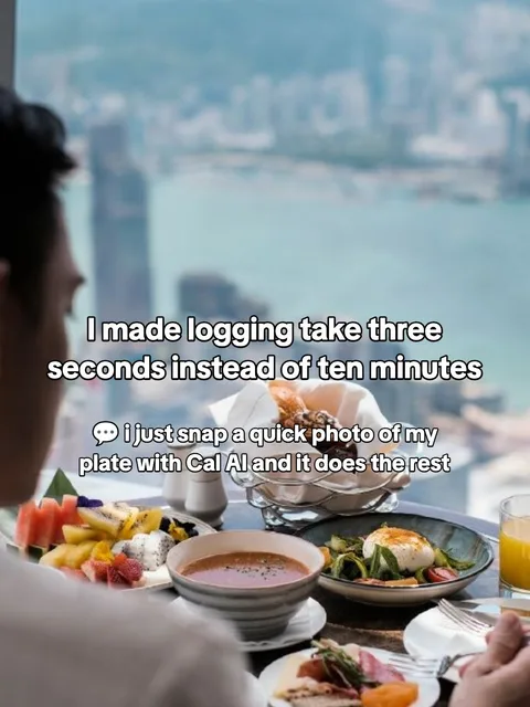 Slide 7 of 7: I made logging take three seconds instead of ten minutes π¬ i just snap a quick photo of my plate with Cal AI and it does the rest
